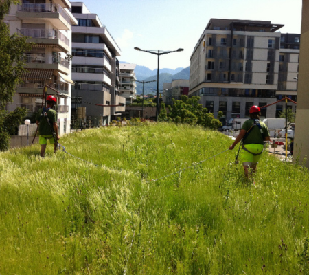 Ligne de vie câble sur jardin suspendu